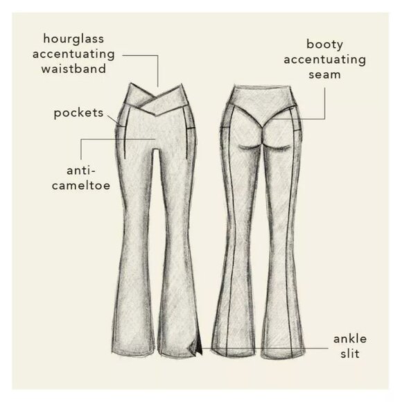 Blogilates Crisscross High-Rise Flared Leggings, Olive Green, L - Picture 5 of 6